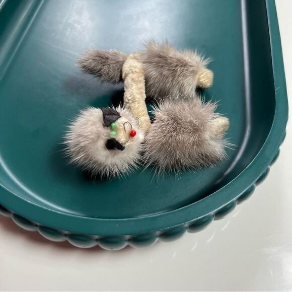 Quirky Vintage MCM 1950s Real Mink Fur Poodle Handmade Brooch Pin - Picture 2 of 4